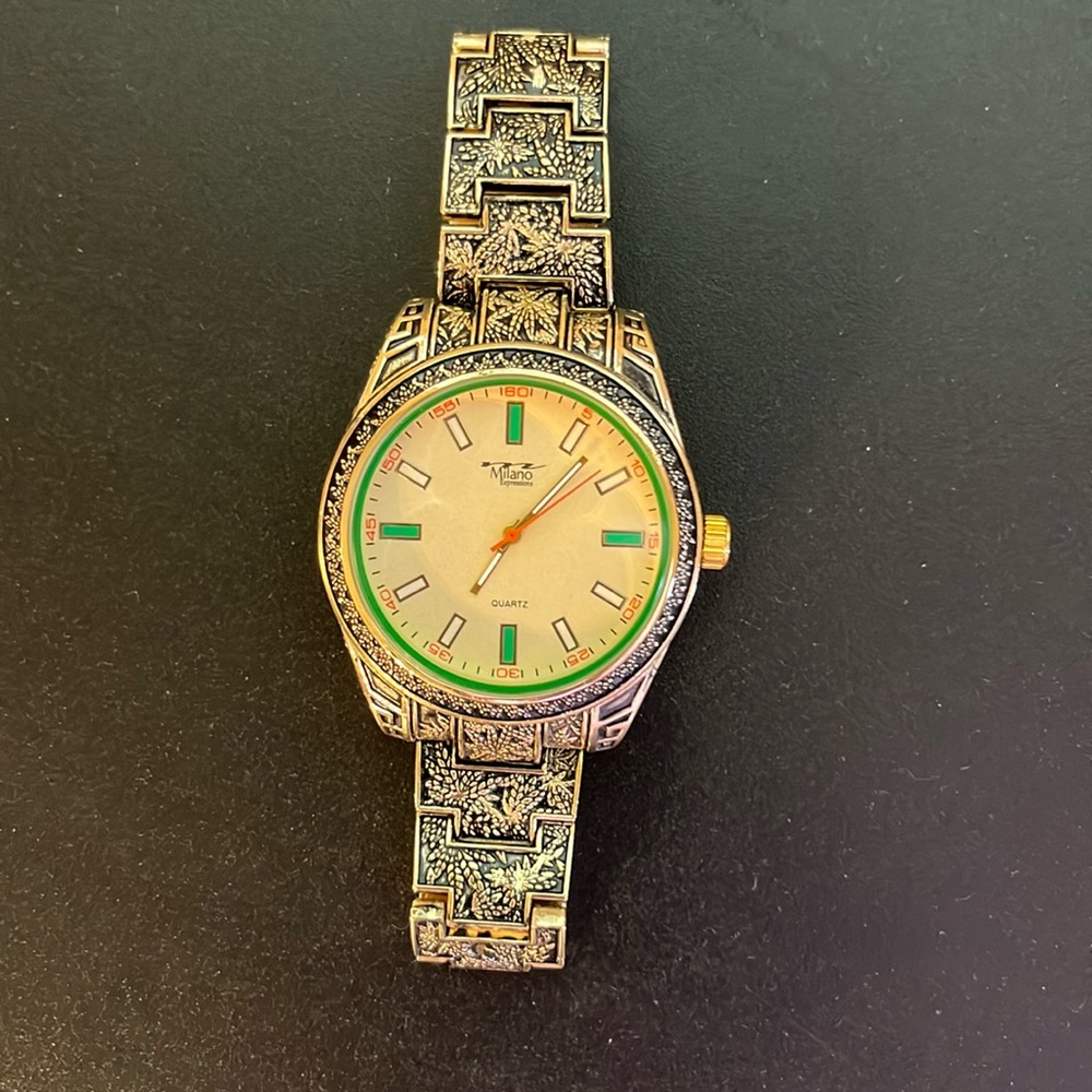 Milano Expressions Men’s Watch Marijuana Leaf Detail